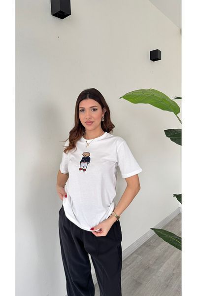 modadagiyim Γυναικείο Teddy Bear Teddy Bear Κεντημένο με λαιμόκοψη Premium T-shirt