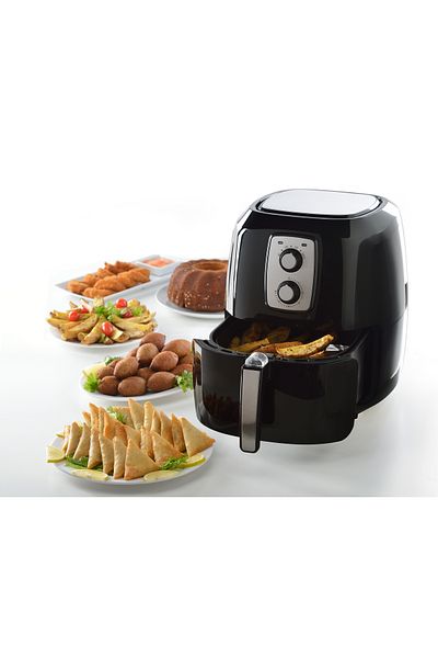 ALSAIF Electric Air Healthy Fryer With Timer To Fry, Bake, Grill, Roast Or Reheat, 1800w, Black