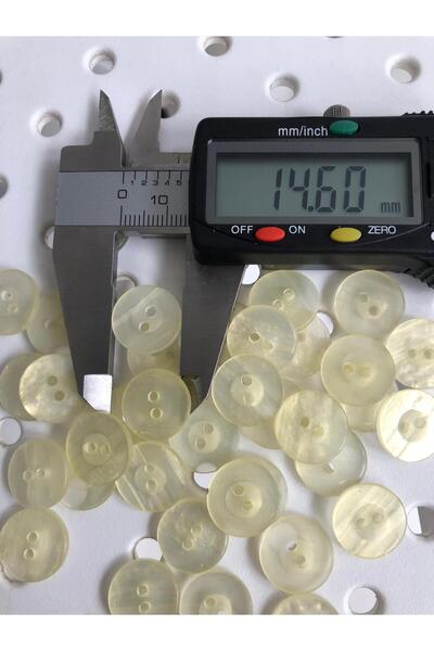 canan dizayn 14 Mm 2 Holes Pearlescent Light Beige Polyester Button (20 Pieces)