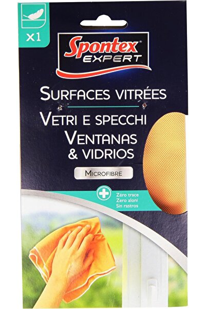 Spontex قطعة قماش من الألياف الدقيقة لتنظيف النوافذ، برتقالية اللون