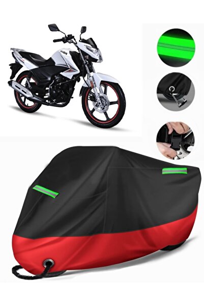 MotoEN غطاء دراجة نارية ممتاز متوافق مع Kuba Pars (متوافق مع القفل) أسود-أحمر