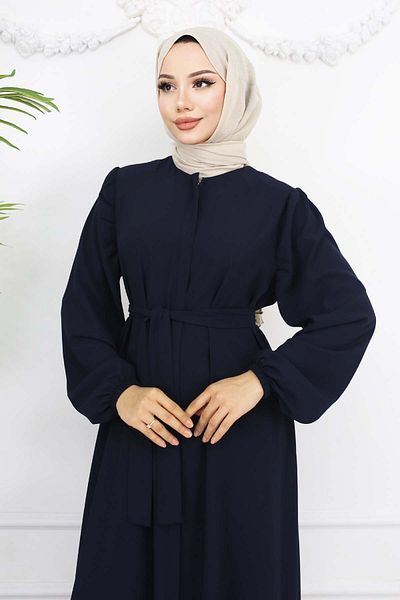 benguen Μυστικό φερμουάρ Belted Ferace Navy Blue 1003
