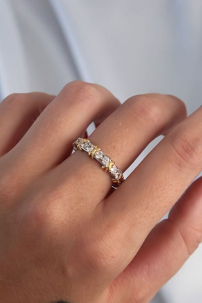 Skygo Brass Silver Color Zircon Stone Xoxo Model Adjustable Ring - Tj-Byk3275