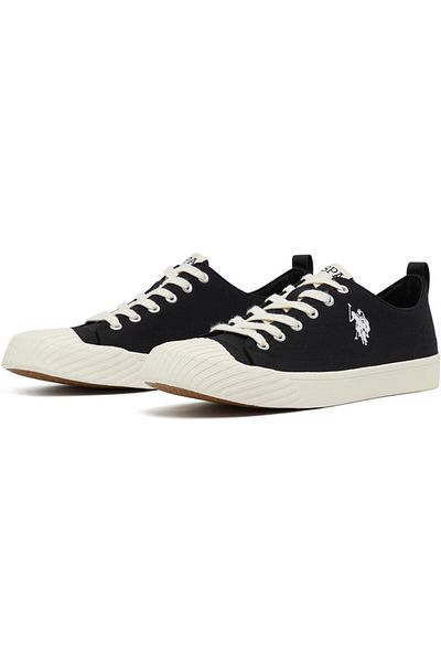 U.S. Polo Assn. Men's Black Low-Top Canvas Sneakers - Iconic Branding for a Clean Look