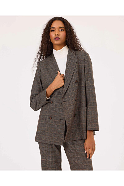 SEÇİL Ekose Desenli Cepli Ceket