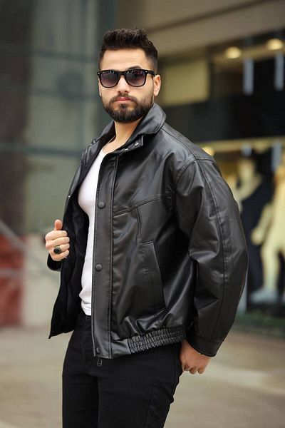 S&M CLOTHİNG Men's Old Money Premium Vintage Oversized Leather Jacket
