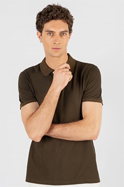 Tudors Slim Fit Melange μονόχρωμο μπλουζάκι με λαιμόκοψη Polo