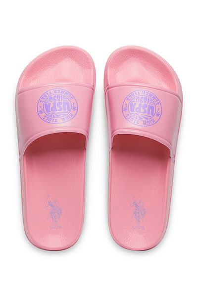 U.S. Polo Assn. Women's Pink Slides - Stylish Lace-Up Design, Perfect for Casual Outfit