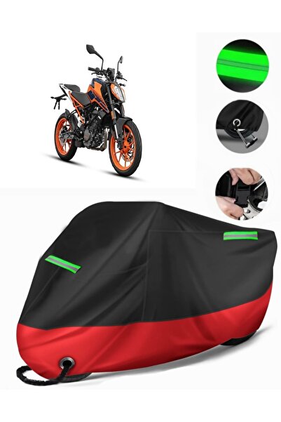 MotoEN غطاء دراجة نارية ممتاز متوافق مع KTM 200 Duke (متوافق مع القفل) أسود-أحمر