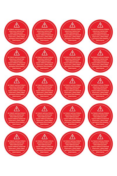 NEON Dijital Baskı Merkezi Hygiene Label - Round Food Label - Red Cayma Right Label - 250 Stickers