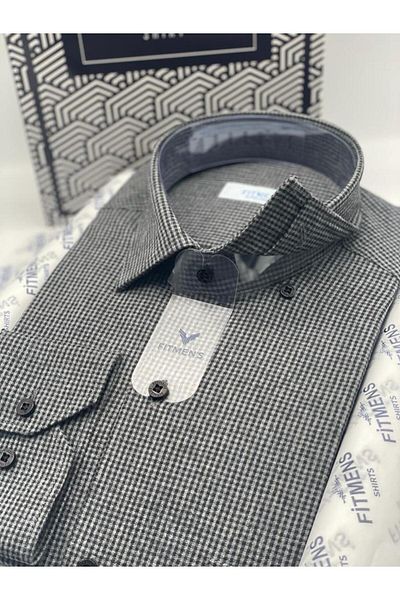 Fitmens Men's Winter Plaid Cotton Shirt - Long Sleeve, Lumberjack Collar, Six Buttons Fs- 003131