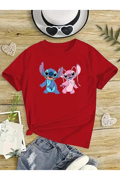 New Shine 1 tricou este un cadou pentru achiziții de 6 și mai sus în coș - Tricou supradimensionat pentru copii cu imprimeu Angel și Stitich