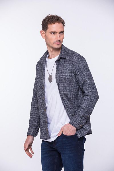 Fitmens New Season Men's Lumberjack Shirt - Cotton, Shirt Collar, Anthracite Fs- 002168   - Oversize Gift Box