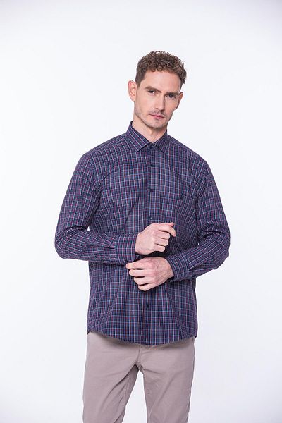 Fitmens Classic Long Sleeve Winter Plaid Lumberjack Six Button Cotton Men's Shirt with Gift Box Fs- 001984