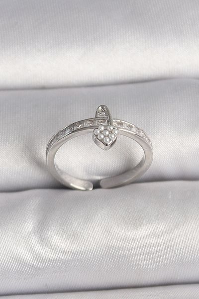 Skygo Zircon Stone Brass Silver Color Ring - Tj-Byk3538