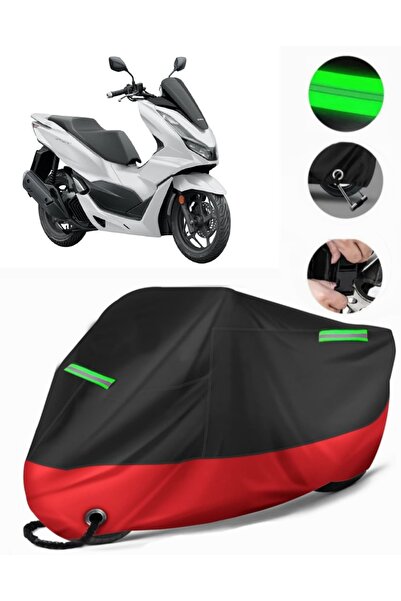MotoEN غطاء دراجة نارية ممتاز متوافق مع Honda PCX150 (متوافق مع القفل) أسود-أحمر