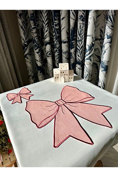 nebudeco Kurdele/ Fiyonk/ Bow Nakışlı Amerikan Servis Bardak Altlık 2'li Set