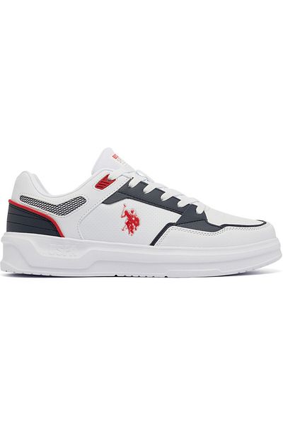 U.S. Polo Assn. Men's White Low-Top Sneakers - Lightweight Lace-Up Design, Comfortable for Everyday Outfits