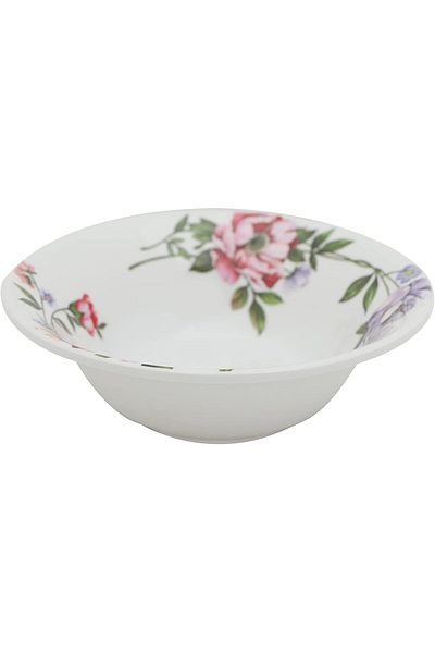 Abir Melamine Deep Round Bowl 13 CM / 5.12 INCH White Floral Design For Food Kitchen Use Outdoor & R