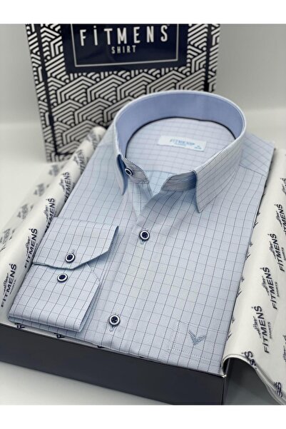 Fitmens قميص رجالي كلاسيكي بأكمام طويلة ومخطط مربعات مع علبة هدايا FS-002153 ...