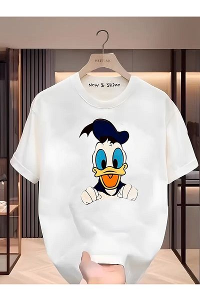 New Shine 1 tricou este un cadou pentru achiziții de 6 și mai sus în coș - Tricou oversize imprimat cu rață