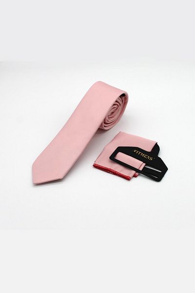 Fitmens Light Pink Men's Tie Handkerchief Set - Fs- 001866