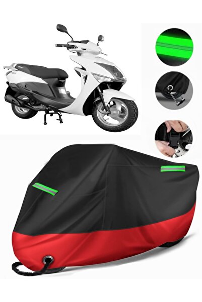 MotoEN غطاء دراجة نارية فاخر متوافق مع Volta RS5 (متوافق مع القفل) أسود-أحمر