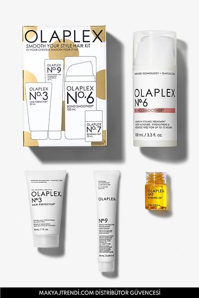Olaplex Smooth Your Style - Hair Smoothing and Repair Kit, Bonding Strengthener Triple Set
