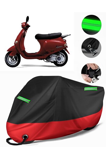 MotoEN غطاء دراجة نارية ممتاز متوافق مع Vespa ET 4 (متوافق مع القفل) أسود-أحمر