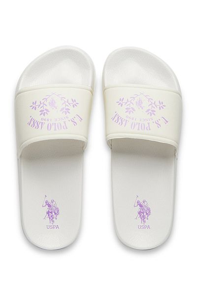 U.S. Polo Assn. Women's White Slides - Lightweight, Comfortable Casual Shoes