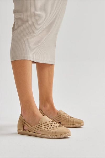 KAOF SHOES Women's Beige Suede Espadrille Shoes Women's Casual Shoes Women's Ballerina Shoes Women's Classic Shoes