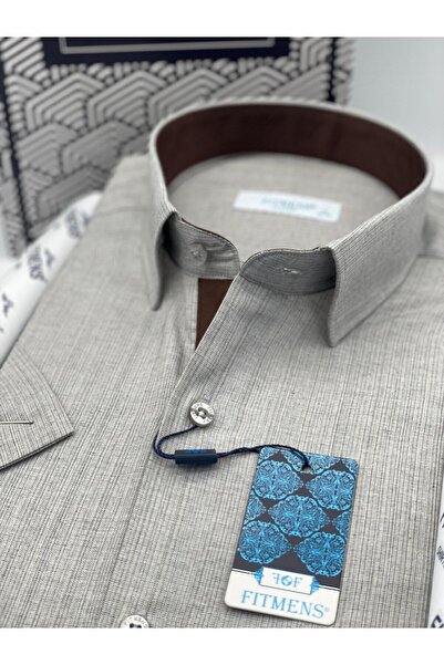 Fitmens Classic Short Sleeve Linen Gift Boxed Men's Shirt Fs-003575 - Light Grey