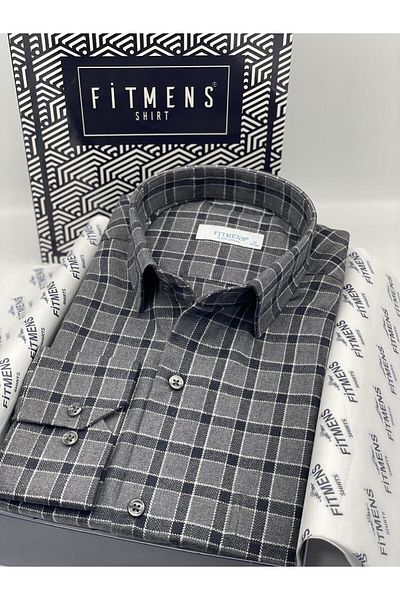 Fitmens Classic Long Sleeve Winter Plaid Lumberjack Six Button Cotton Men's Shirt with Gift Box Fs- 001987