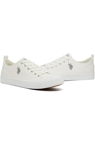 U.S. Polo Assn. Men's White Low-Top Canvas Sneakers - Iconic Branding for a Clean Look