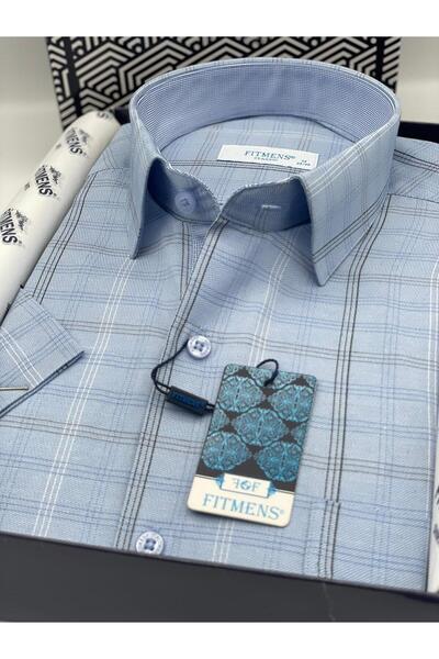 Fitmens Classic Short Sleeve Linen Gift Boxed Men's Shirt Fs-003574 - Light Blue