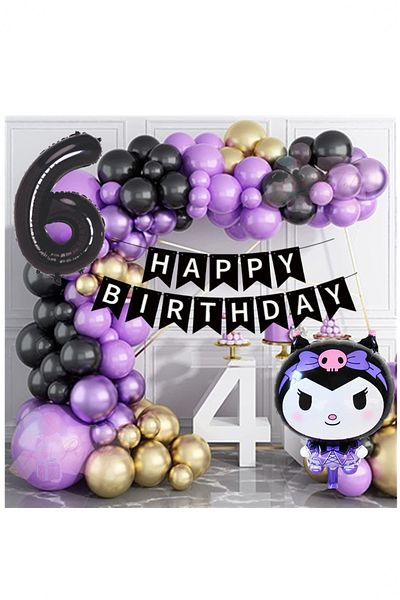 BİDOLUMUTLULUK Kuromi Like Foil Balloon Set - Birthday Concept Party and Location Chamilam Program