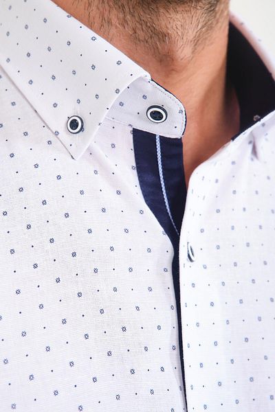 Fitmens Classic Short Sleeve Crossed Filafil Pattern Buttoned Collar Gift Boxed Men's Shirt Fs- 001215   - White