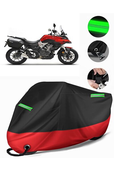 MotoEN غطاء دراجة نارية ممتاز متوافق مع Voge 500 DSX (متوافق مع القفل) أسود-أحمر