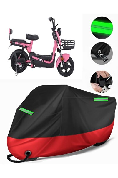 MotoEN غطاء دراجة نارية ممتاز متوافق مع Arora ZR3 (متوافق مع القفل) أسود-أحمر
