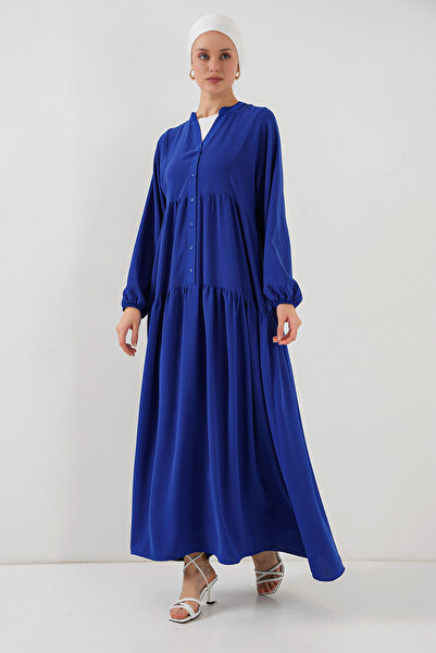 Bigdart 2527 Kadın Uzun Tesettür Elbise - Saks