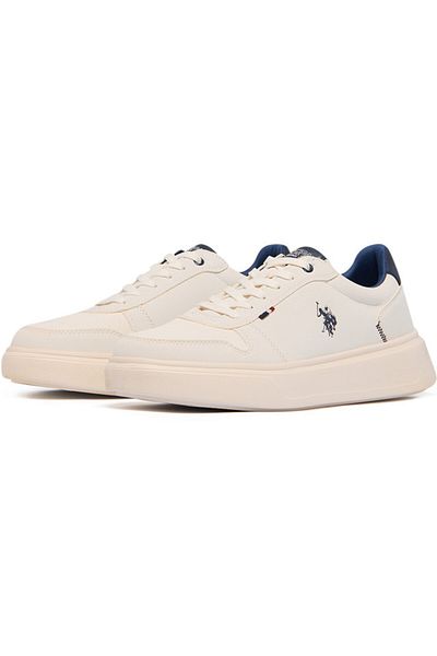 U.S. Polo Assn. Men's White Low-Top Sneakers - Lightweight with White Sole, Comfortable Casual Shoes