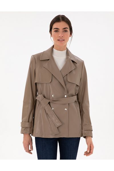 Pierre Cardin Mink Regular Fit Faux Leather Coat 50297363-Vr052