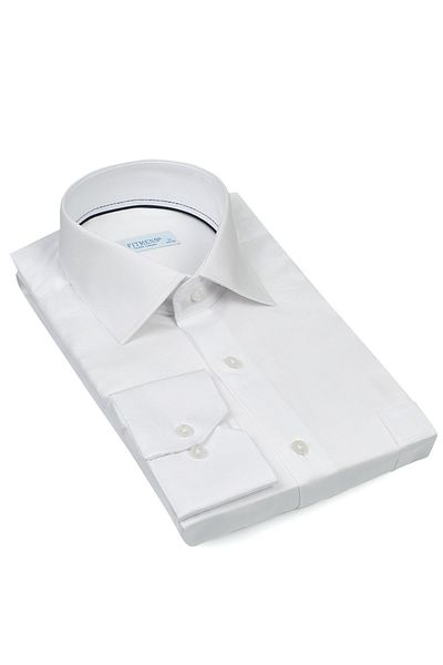 Fitmens Classic Long Sleeve 100% Cotton Satin Gift Boxed Men's Shirt Fs- 001381   - White