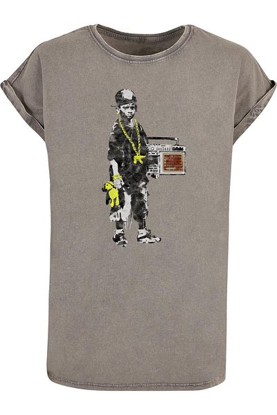 Merchcode Ladies Brandalised - Boy With Teddy Acid Washed T-shirt