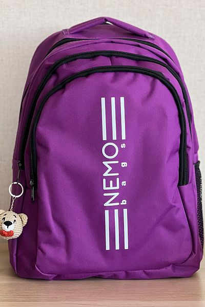 FCSTORE Unisex Μωβ Μεγάλο Μέγεθος Σχολική Τσάντα Laptop Σακίδιο Ταξιδίου 24 Lt 45x30cm, + Μπρελόκ αρκουδάκι