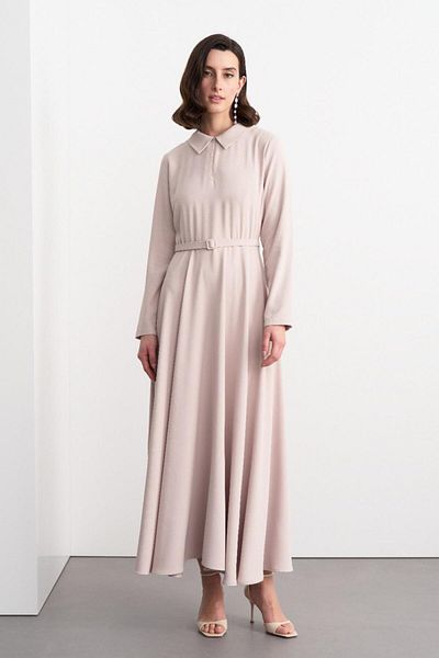 KADRİYE BAŞTÜRK Πέτρινο φόρεμα με ζώνη Long - Can Long Dress Stone