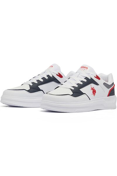 U.S. Polo Assn. Men's White Low-Top Sneakers - Lightweight Lace-Up Design, Comfortable for Everyday Outfits