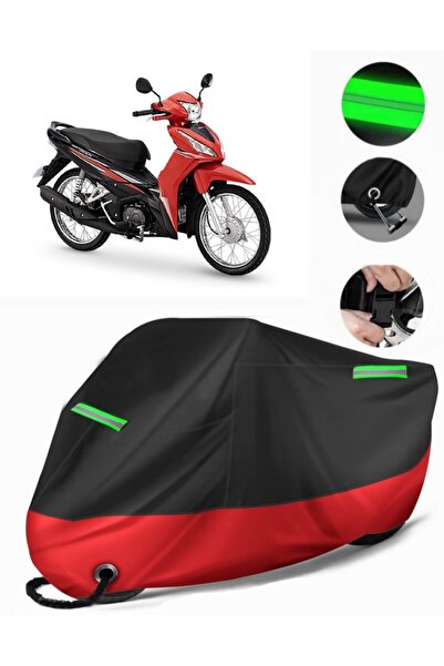 MotoEN غطاء دراجة نارية ممتاز متوافق مع Honda Wave 110 (متوافق مع القفل) أسود...
