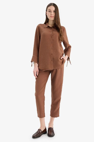 DeFacto Jogger Pants Linen Look High Waist Straight Leg with Pockets R0433Az25Sp