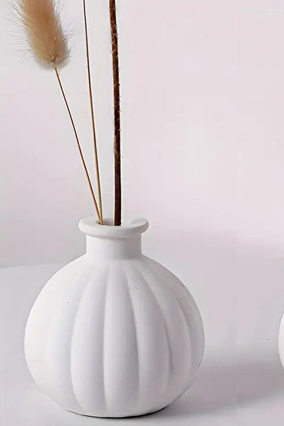 EA Home Concept Minimalist Dekoratif Mini Beyaz Beton Vazo